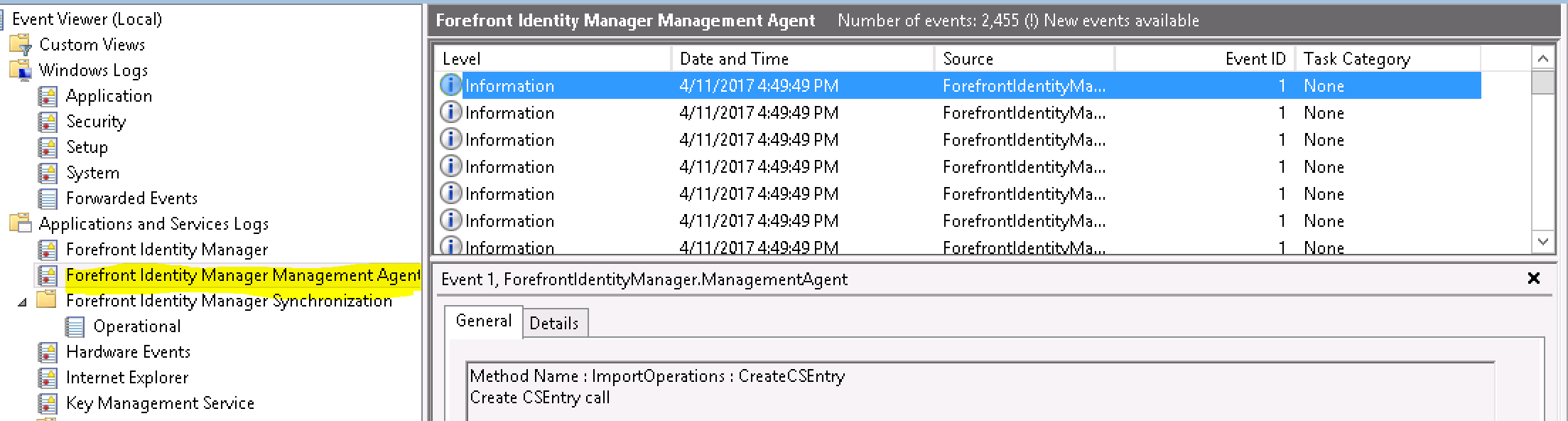 Domino Management Agent Event Log