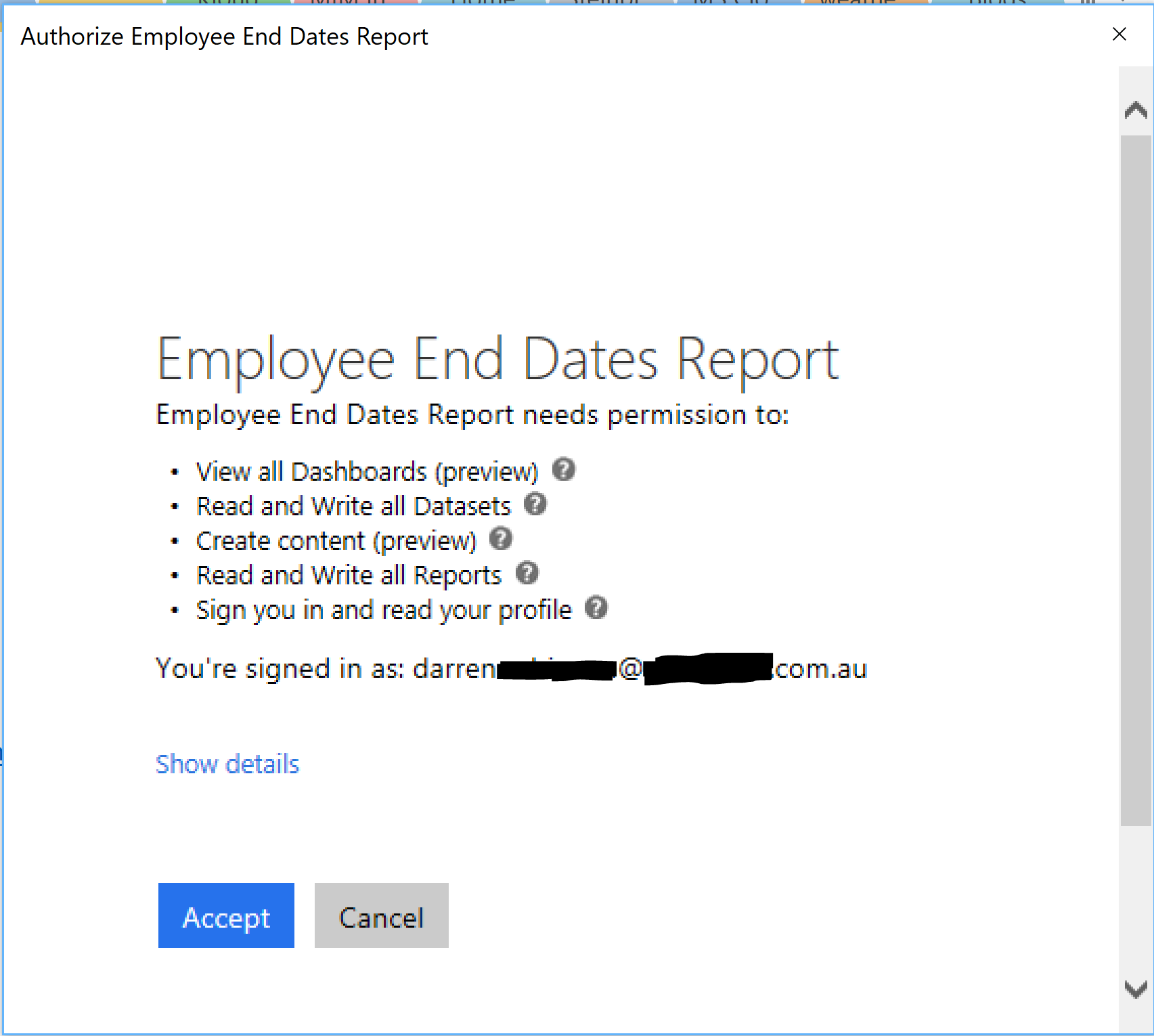 Authorize PowerBI App