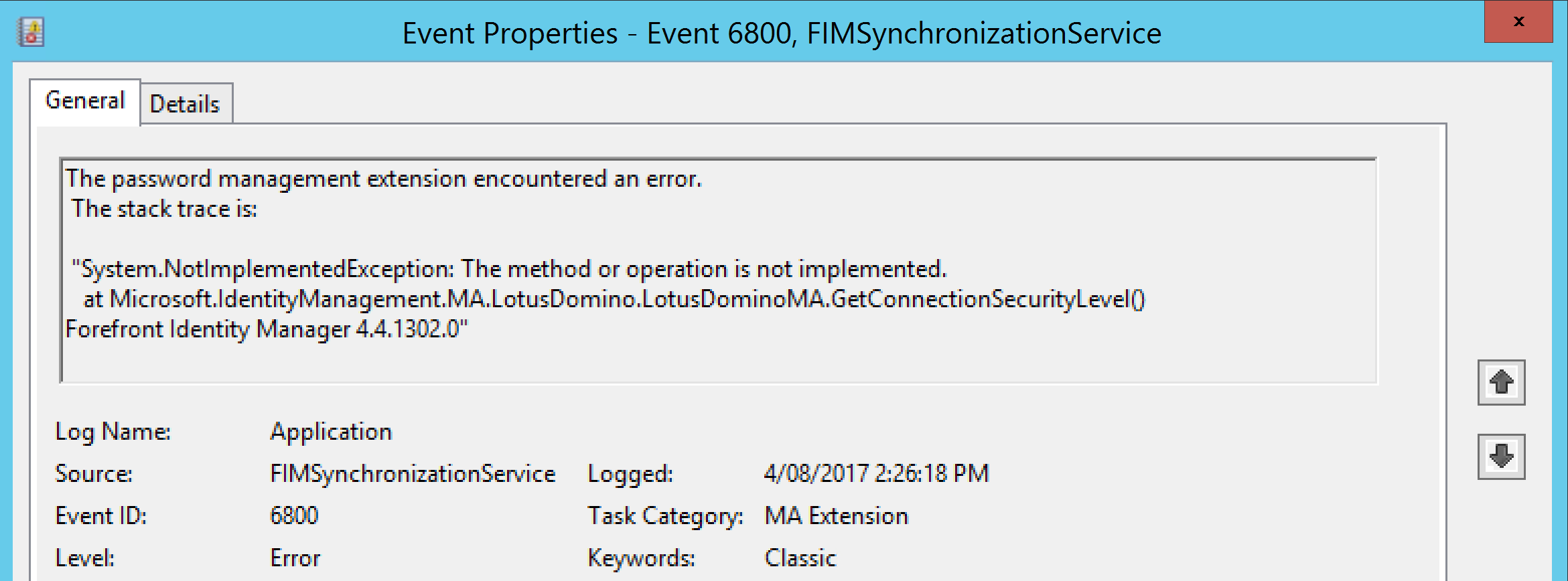 Password Sync Error