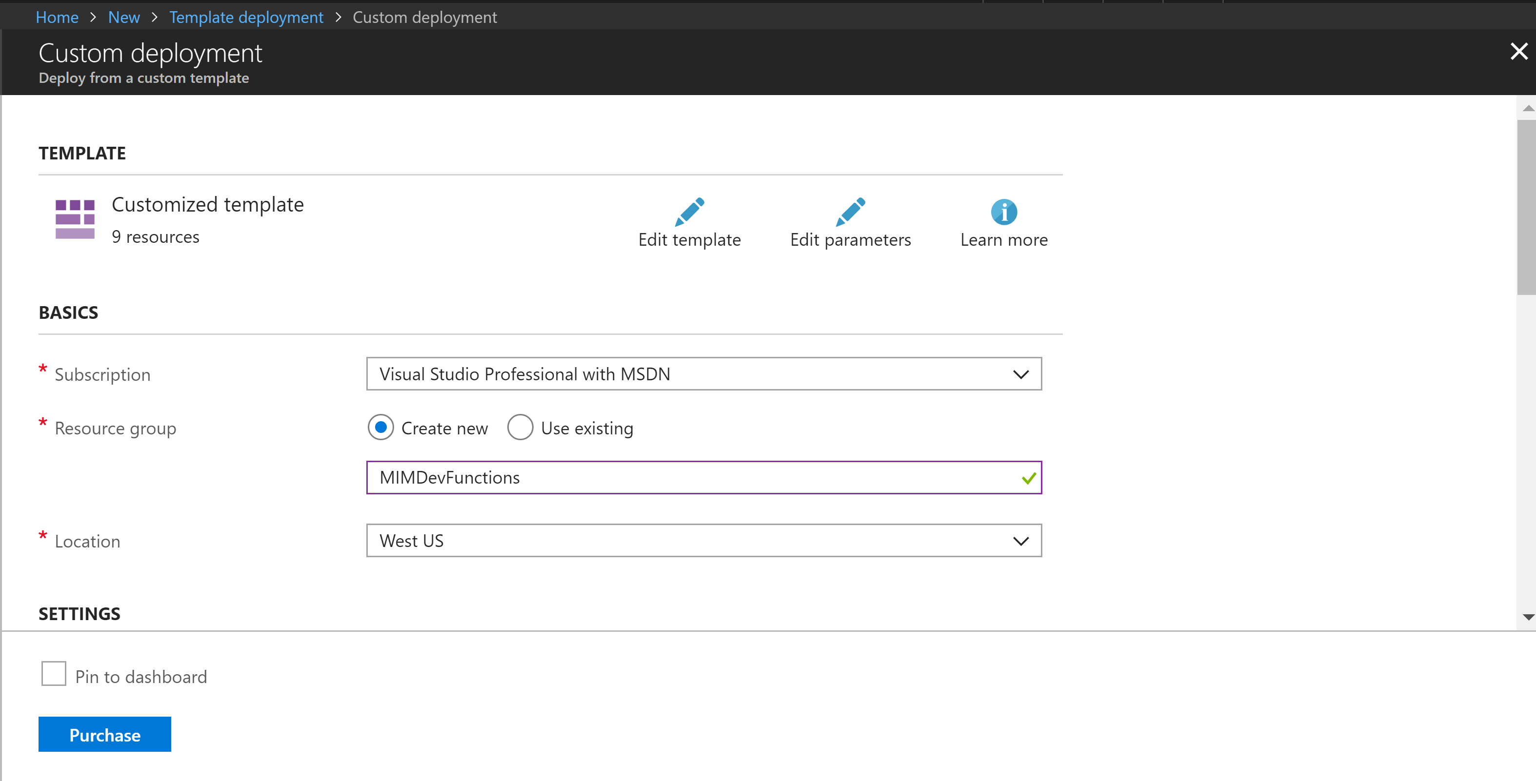 New Template Deployment - Change Parameters