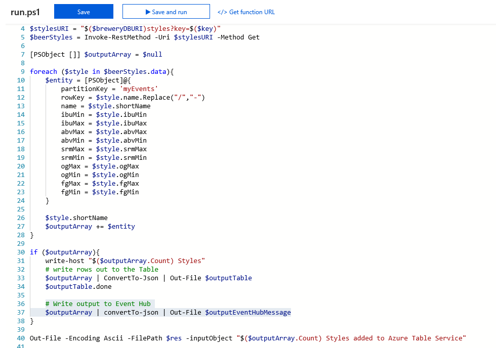 Outputting data from an Azure Function to Power BI with PowerShell ...