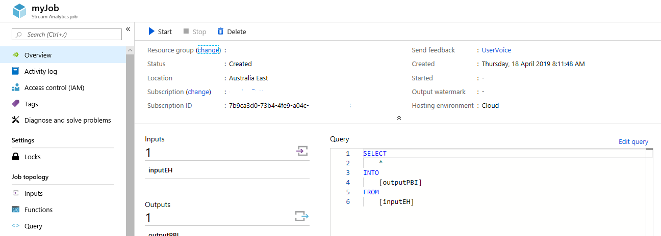 Stream Analytics Job Overview Start.PNG