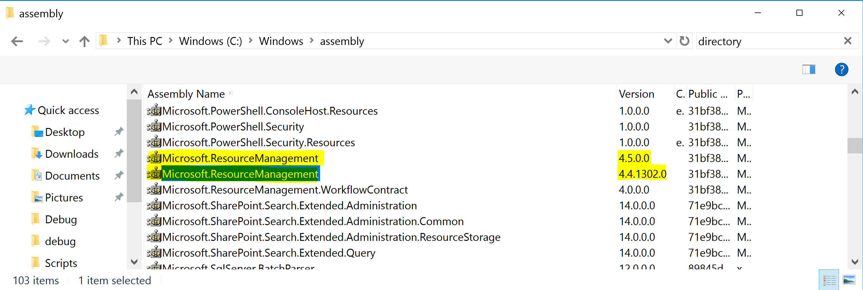 Microsoft.Resource.Management File Versions