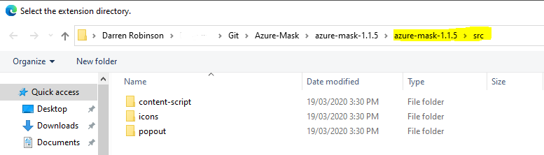 Azure Mask Source - Chrome Edge Load Unpacked
