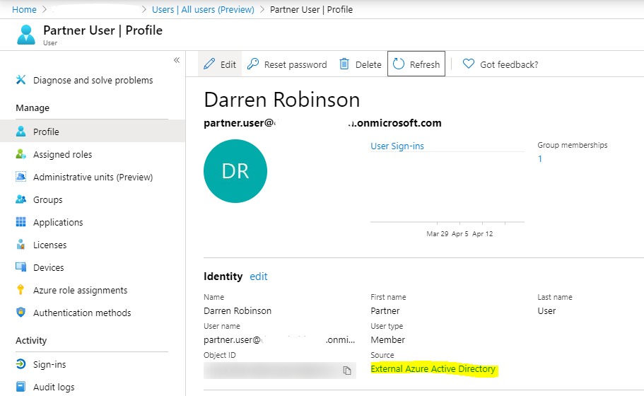 AAD Account after redeeming B2B Invite