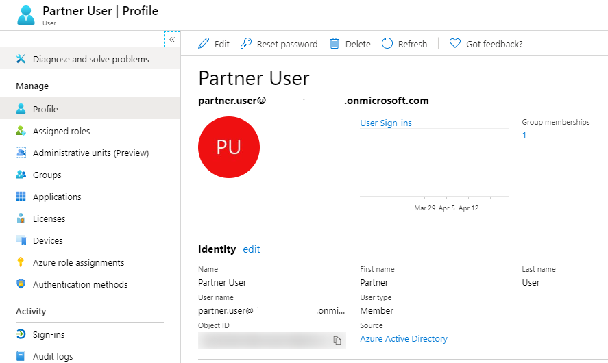 Partner User as Azure AD Member User