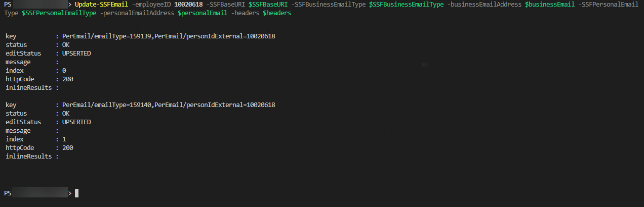 Updating primary attributes in SuccessFactors with PowerShell