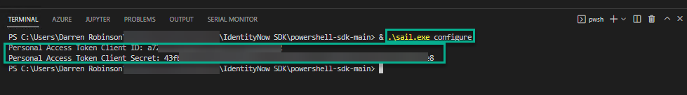 SailPoint IdentityNow PowerShell SDK Personal Access Token Configuration